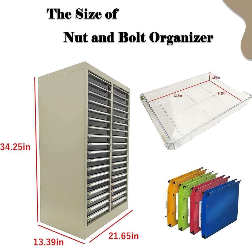 File Cabinet with 36 Drawers Documents Storage Organizer Office File Storage Cabinet with Labels for Paper/Book/Bolt/Nut