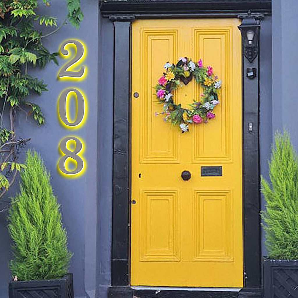 Illuminated Home Address Numbers 16 Inch, Backlit Illuminated LED House Number For Outside, Lighted Up House Address Numbers, Metal House Numbers With LED Lights,I