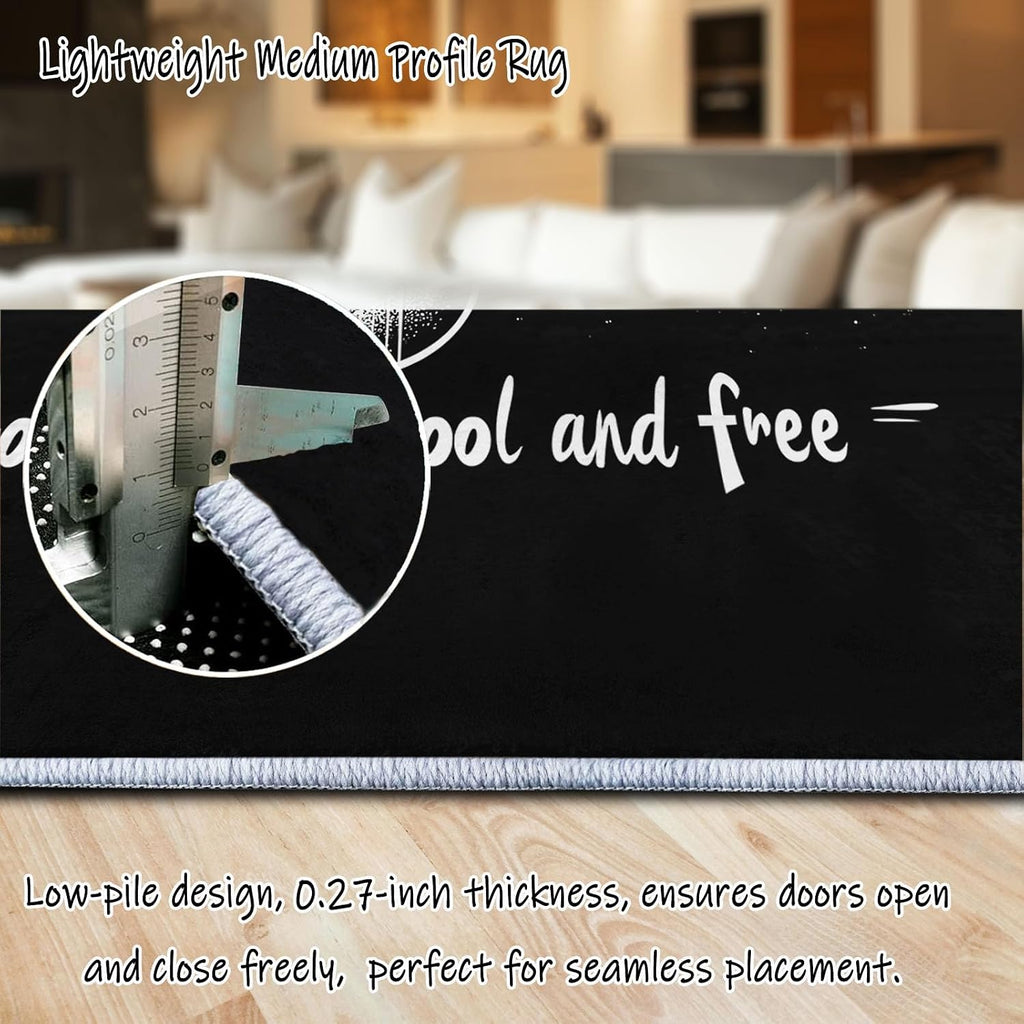 Washable Non-Slip Area Rug Resistant, Art Rock and Guitar Theme for of Living Room Bedroom Kids Room, Nursery, Office, Kitchen, Black 5 x 8 ft Carpet Pet & Child Friendly