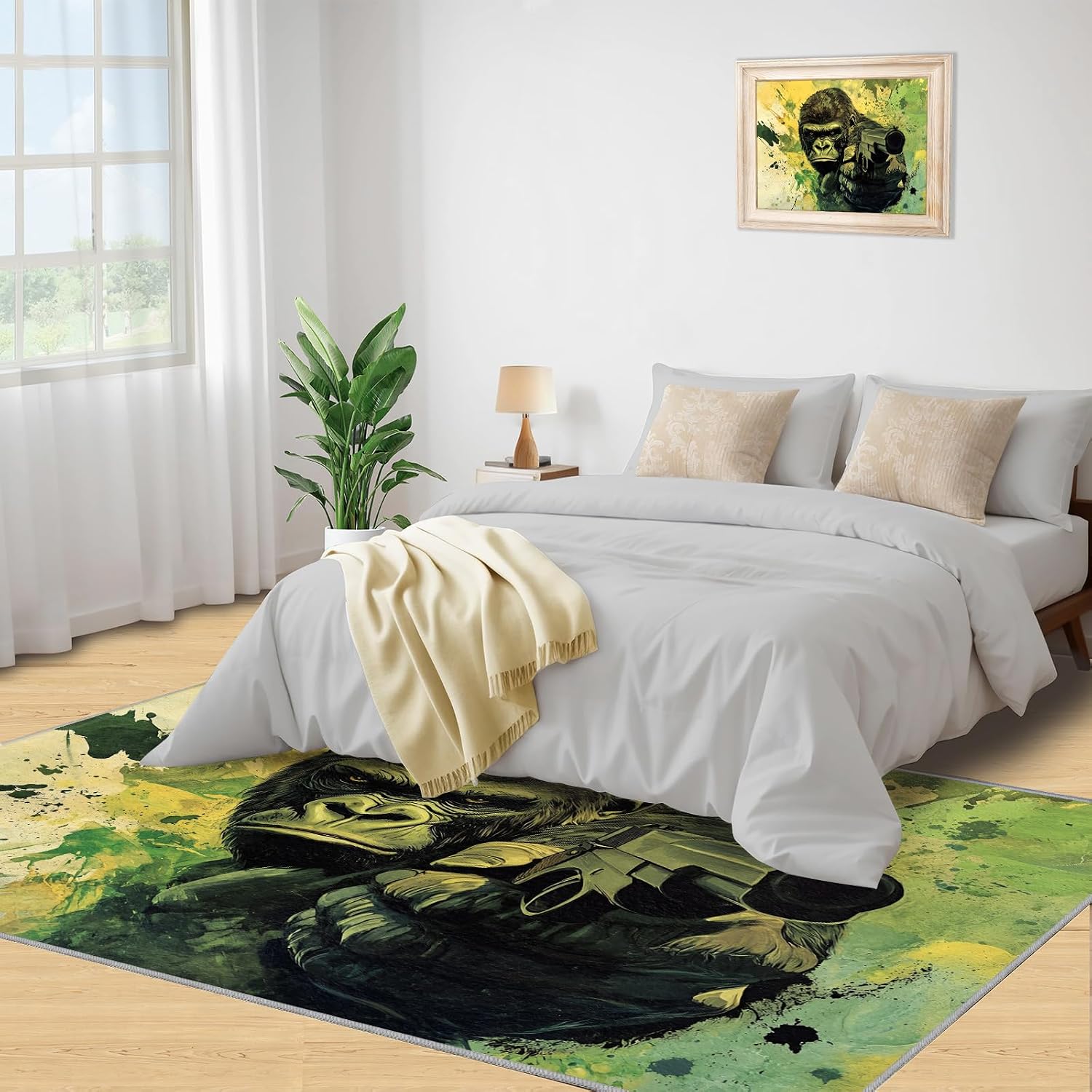 6x8 Gorilla Area Rug - Chimpanzee Large Rugs for Living Room, War Gorilla Carpet Area Rug for Girls Bedroom Kids Room Basement Office Classroom
