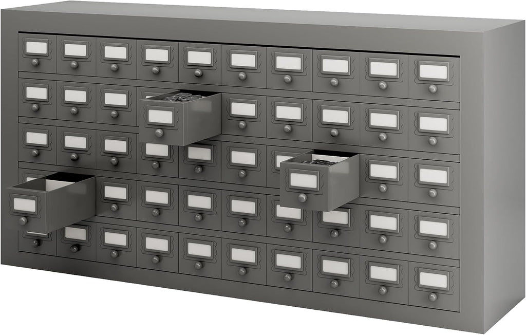 50 Drawers Metal Storage Drawer Cabinet, Gray Cold Rolled Parts Cabinet, Bolt and Nut Tool Storage Box, Hardware Organization Shelves Bolts Bin Organizer Tool, 33.9' W x 9.1' D x 17.3' H
