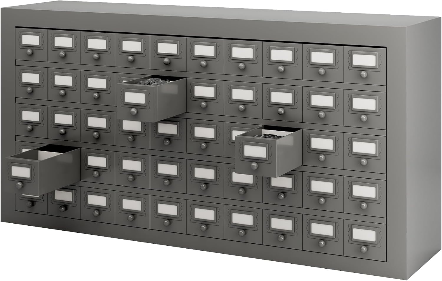 50 Drawers Metal Storage Drawer Cabinet, Gray Cold Rolled Parts Cabinet, Bolt and Nut Tool Storage Box, Hardware Organization Shelves Bolts Bin Organizer Tool, 33.9' W x 9.1' D x 17.3' H