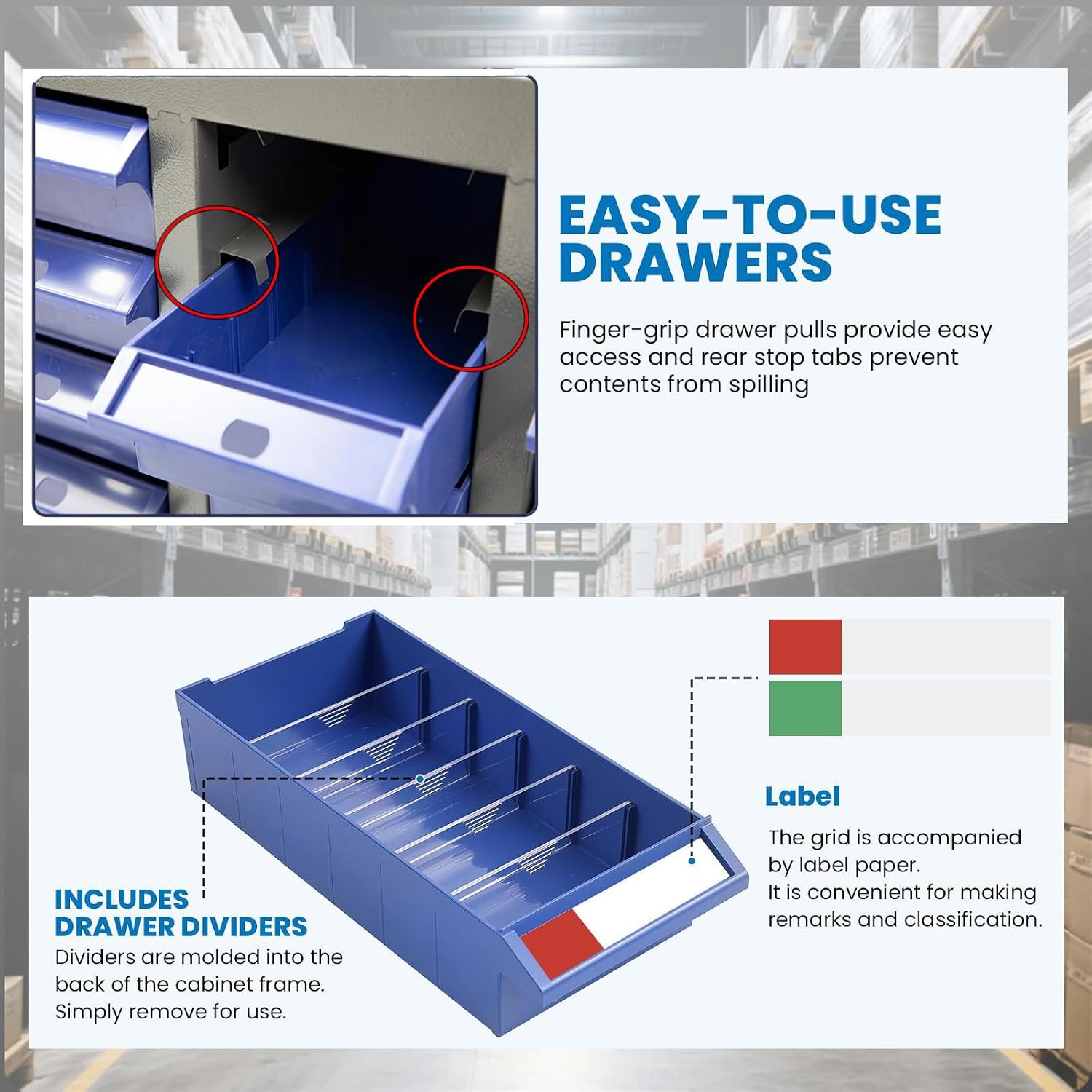 40-Drawer Grey Parts Cabinet, ABS Material Nuts Bolts Screw Nail Bins Tool Storage Cabinet Screw Drawer Organizer, Heavy-Duty Industrial Parts Cabinet for Workshop, Office, Hardware
