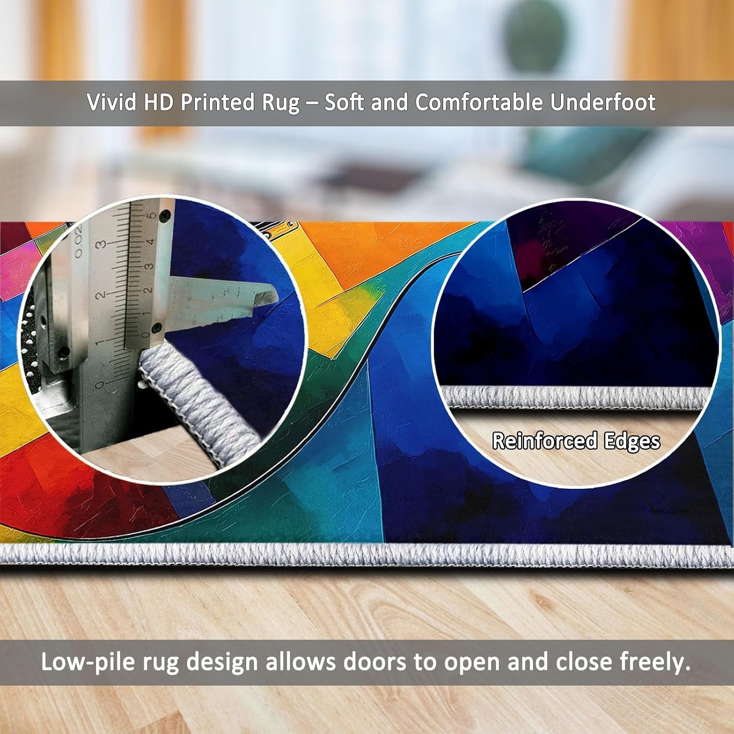 Area Rug 5x7 ft Abstract Colorful Guitar Living Room Rugs Non-Slip Carpet Large Soft Indoor Washable Rug for Bedroom Dining Room Playroom Nursery Home Decor Floor Mat