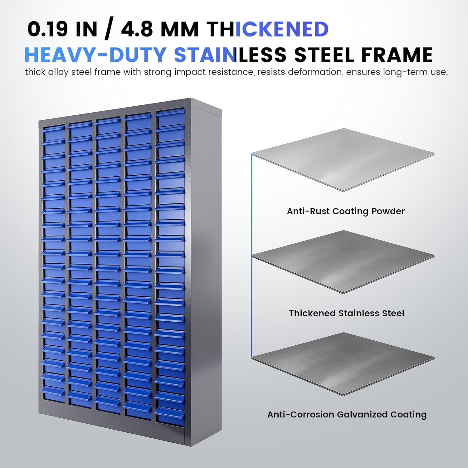 100-Drawer Small Parts Organizer, Nut and Bolt Organizer, Bolt Bin, Metal Storage Cabinet Tool Cabinet with Drawer for Garage, Workshop, Home & Office