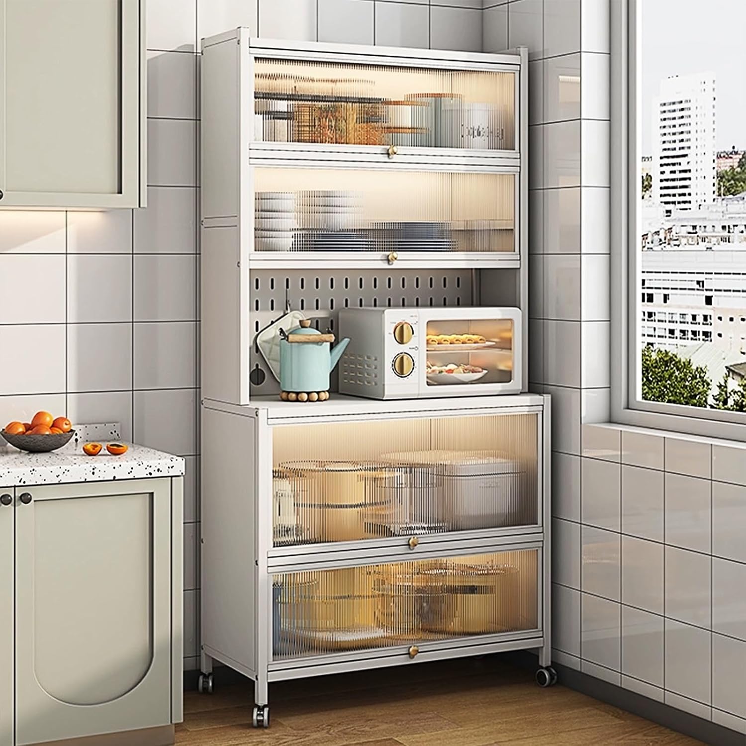 Kitchen Bakers Rack with Storage, Kitchen Cabinets with Worktop, for Dining Living Room Coffee Shop(60cm)