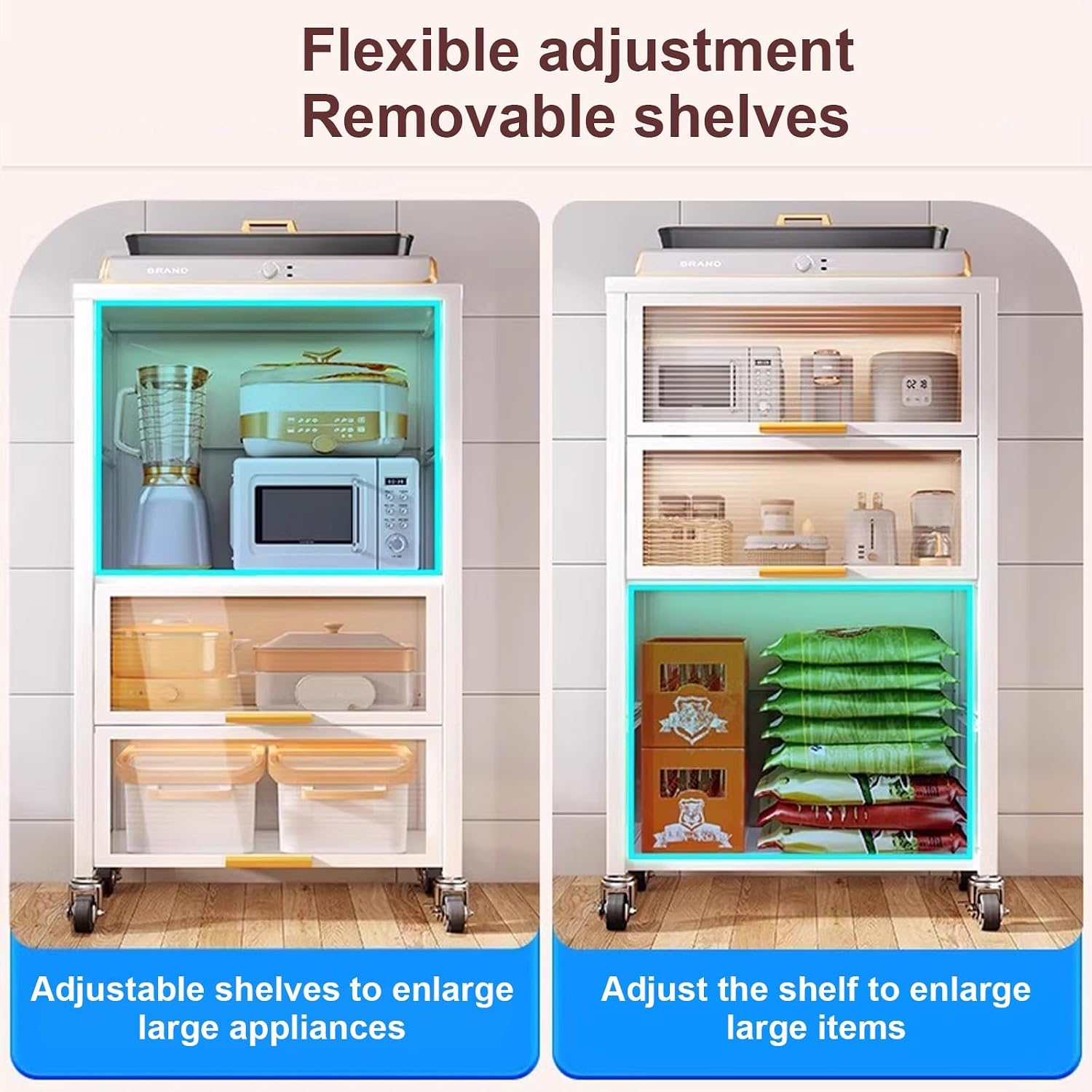 4-Tier Gray Bakers Rack with Storage, Microwave Stand & Coffee Bar Station for Kitchen, Home, Office, Pantry & Garage – Stylish Kitchen Cabinet Solution, 80cm/31in