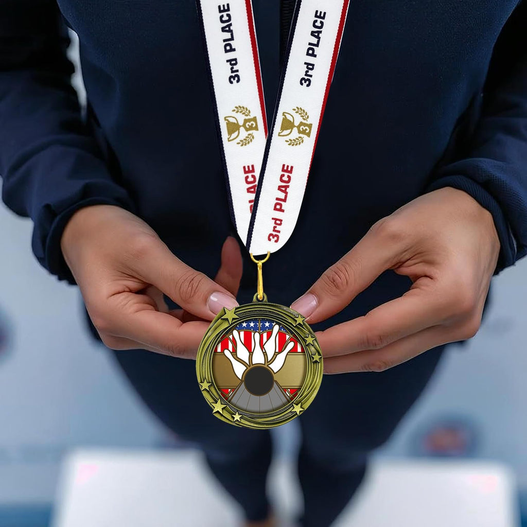 All Quality Bowling Swirling Stars Design Medal - 1st, 2nd, 3rd Place