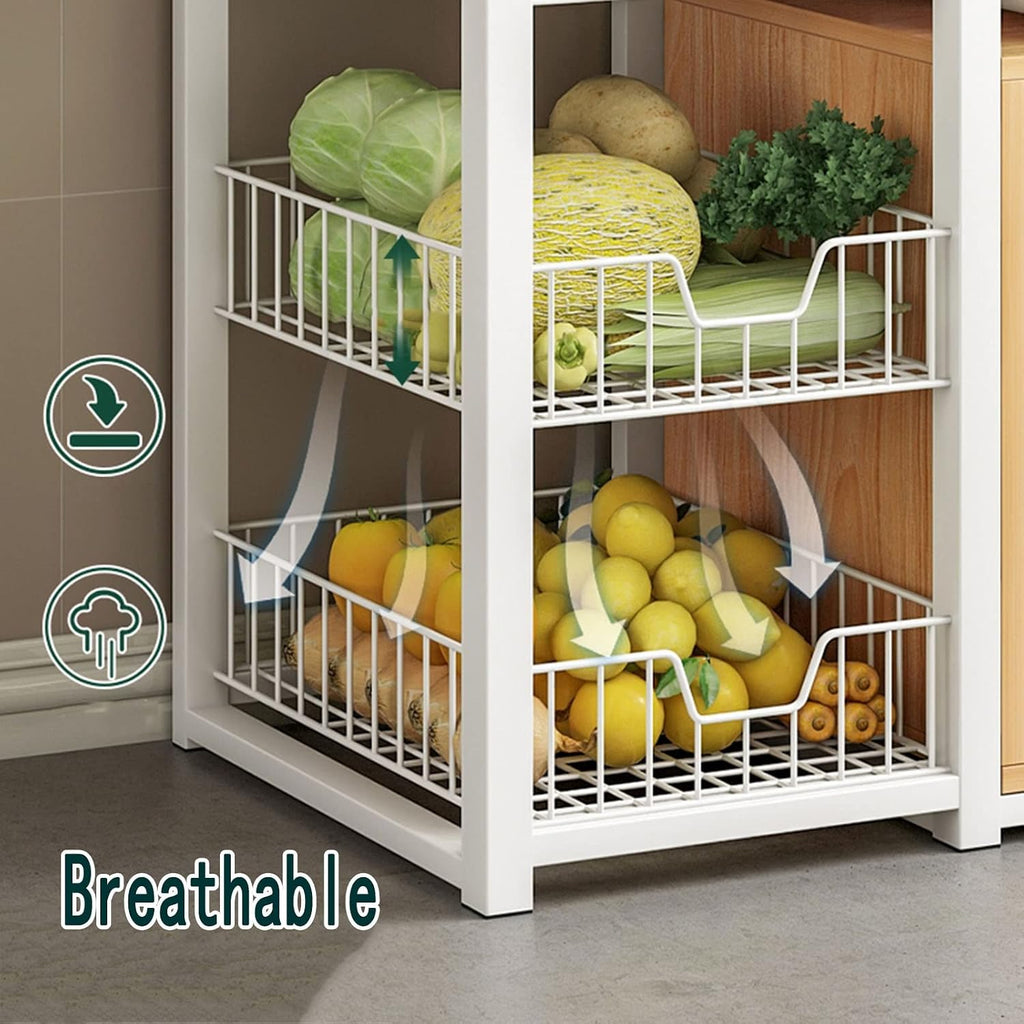 Kitchen Organizer Rack, Ndustrial Microwave Stand Baker's Rack 5-Tier Utility Storage Shelf Free Standing Coffee Stand (White White)