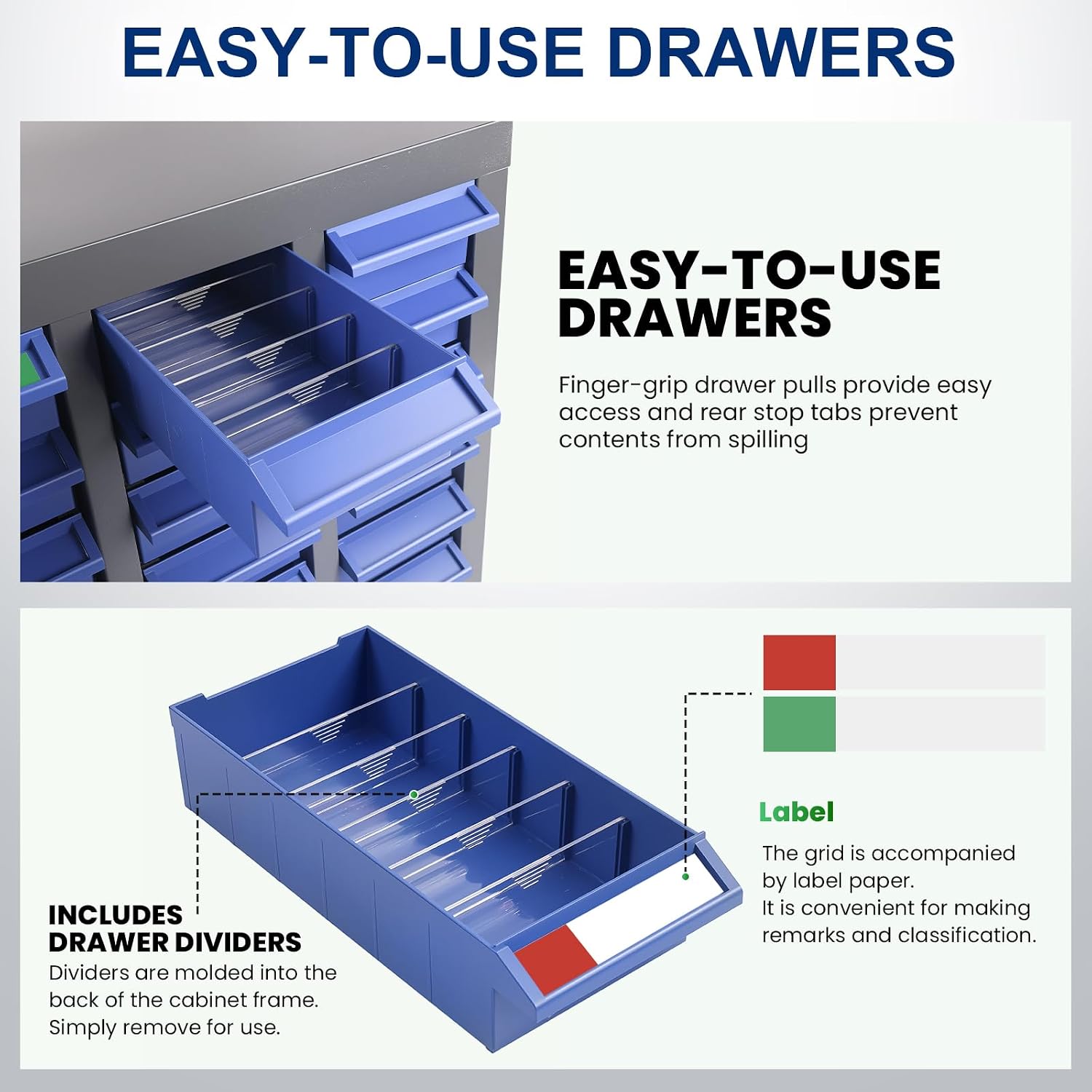 100 Drawers Nuts and Bolts Organizers and Storage with Labels and Dividers, Parts Cabinet with ABS Material Drawer, Alloy Steel Bolt Bin Tool Storage Cabinet for Nuts, Bolts, Screws (100 Drawers)