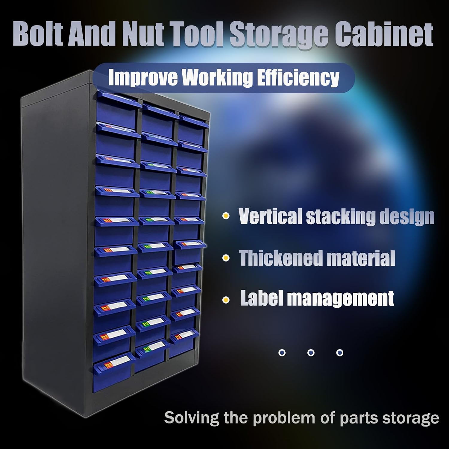 Bolt and Nut Parts Cabinet 30 Drawers Metal Hardware Tool Storage Cabinet Organization Shelves and Office Supplies