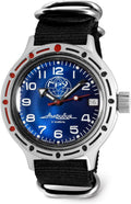 VOSTOK | GRU Amphibian Automatic Self-Winding Russian Diver Wrist Watch | WR 200m | Amphibia 420866 | Blue Dial 40mm Mechanical Watch | Luminous dots