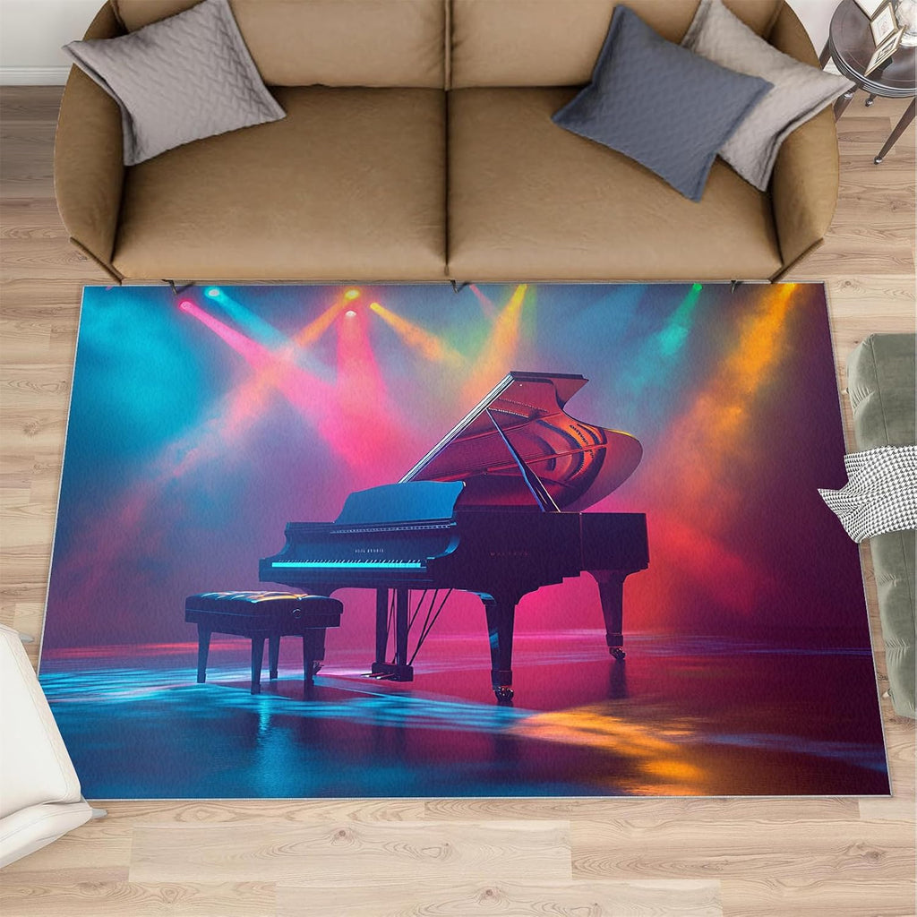 Piano Rugs for Music Room - 6x8 Rug, Music Area Rugs for Bedroom, Colorful Rugs, Musical Instrument Washable Carpet for Nursery, Musical Carpet, Piano Home Decor