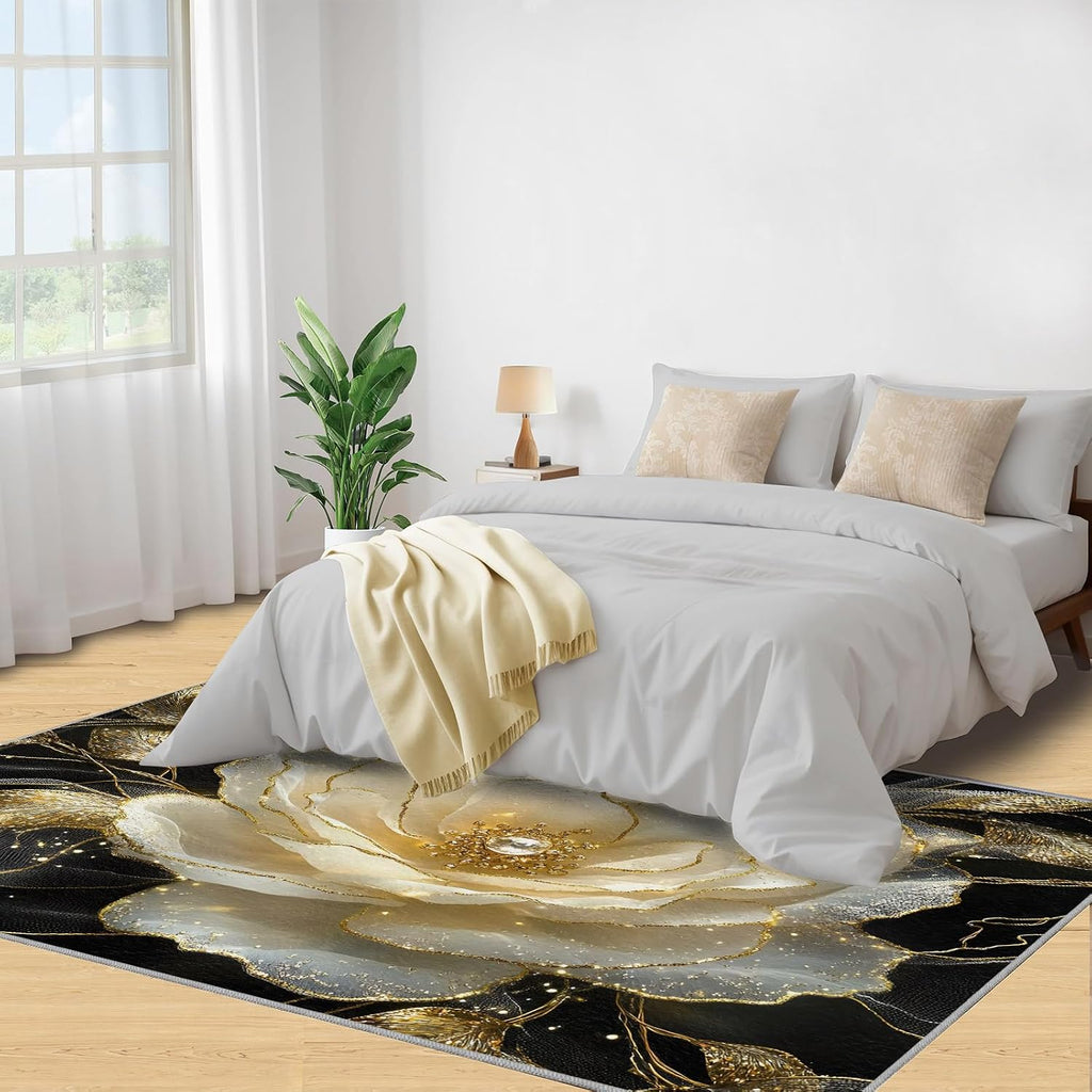 6x8 Luxurious Florals Area Rug - Gem Stamen Large Rugs for Living Room, Gorgeous Flowers Carpet Area Rug for Girls Bedroom Kids Room Basement Office Classroom