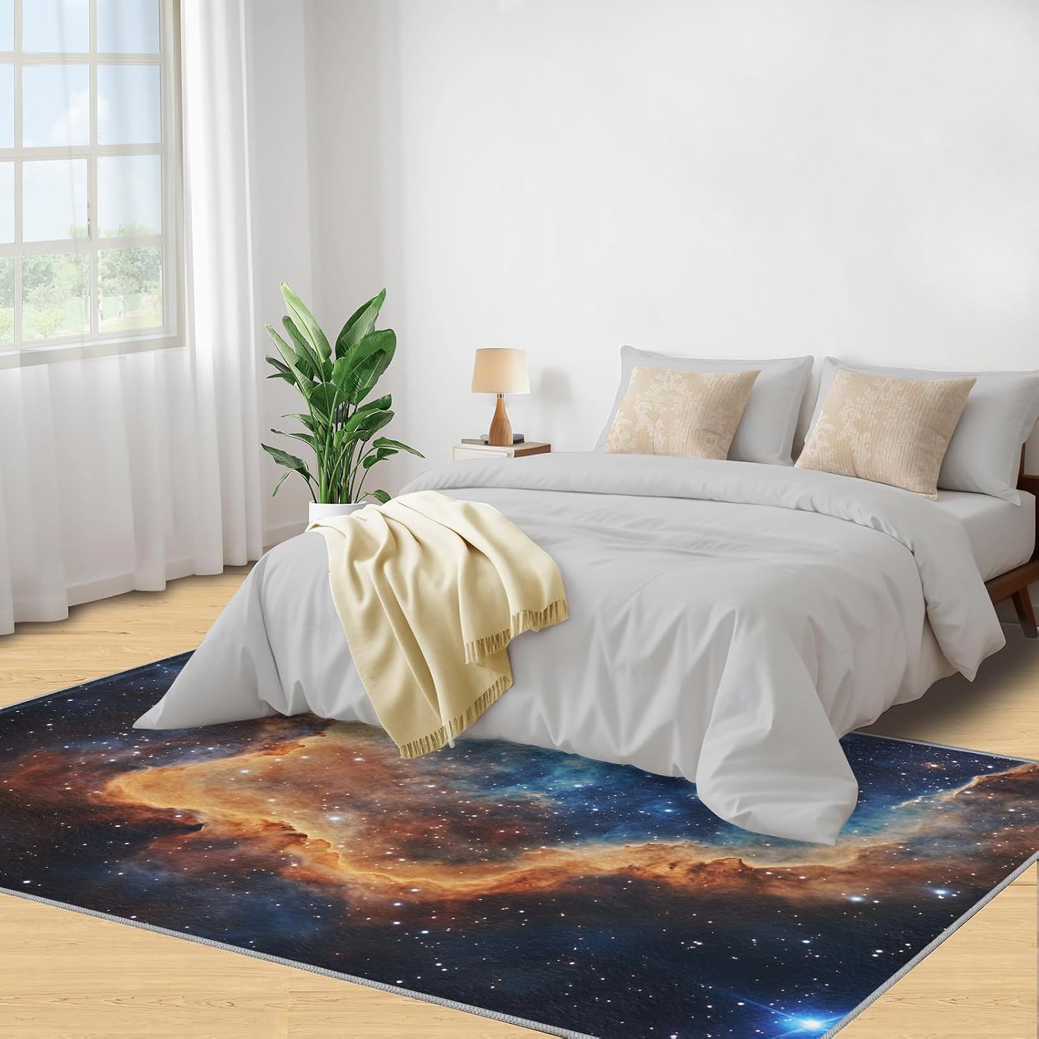 Fantasy Galaxy Rugs for Bedroom - 6x8 Rug, Universe Theme Area Rugs for Living Room, Boys Carpet, Starry Washable Mat, Galaxy Home Decor & Gifts