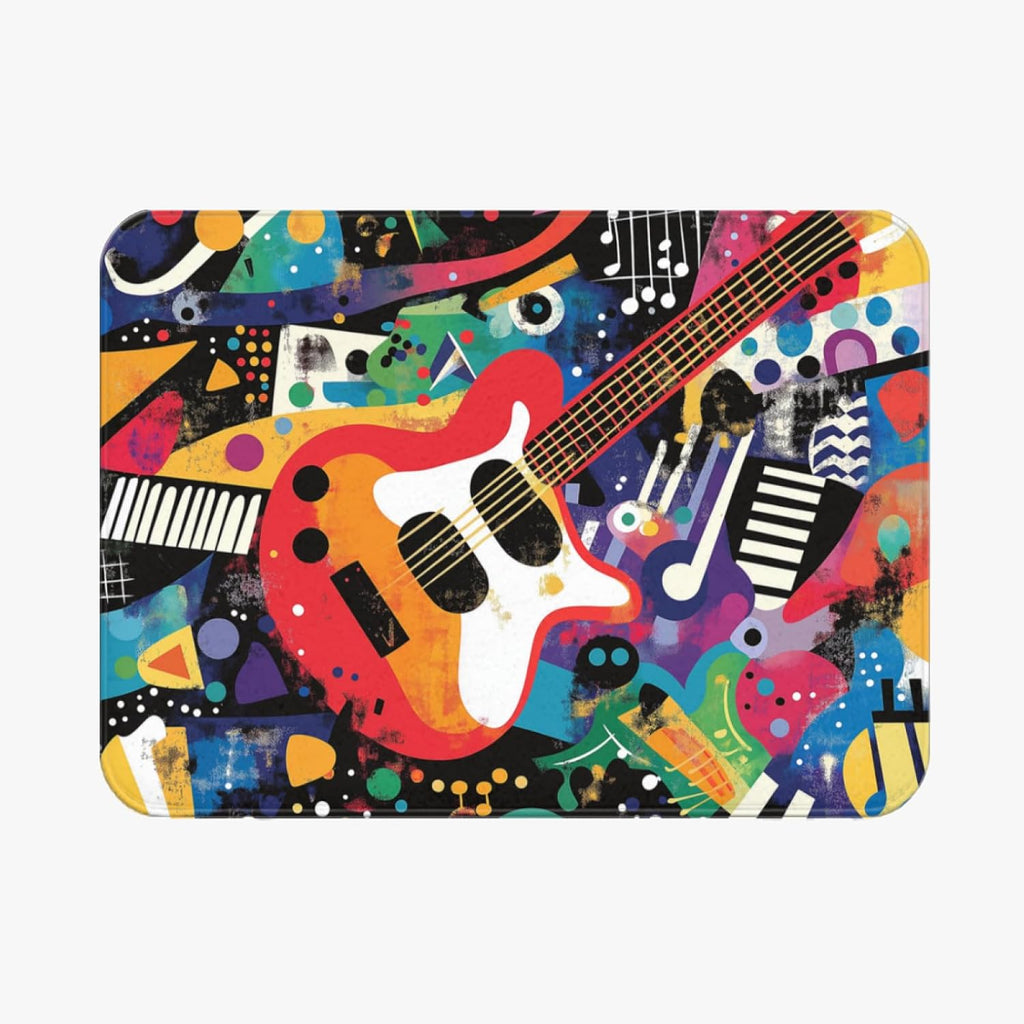 Guitar Rugs for Music Room - Guitar Rug, 6 ft x 8 ft, Abstract Colorful Musical Area, Multicolor, Washable & Non Slip & Soft Large Guitar Home Decor Gifts