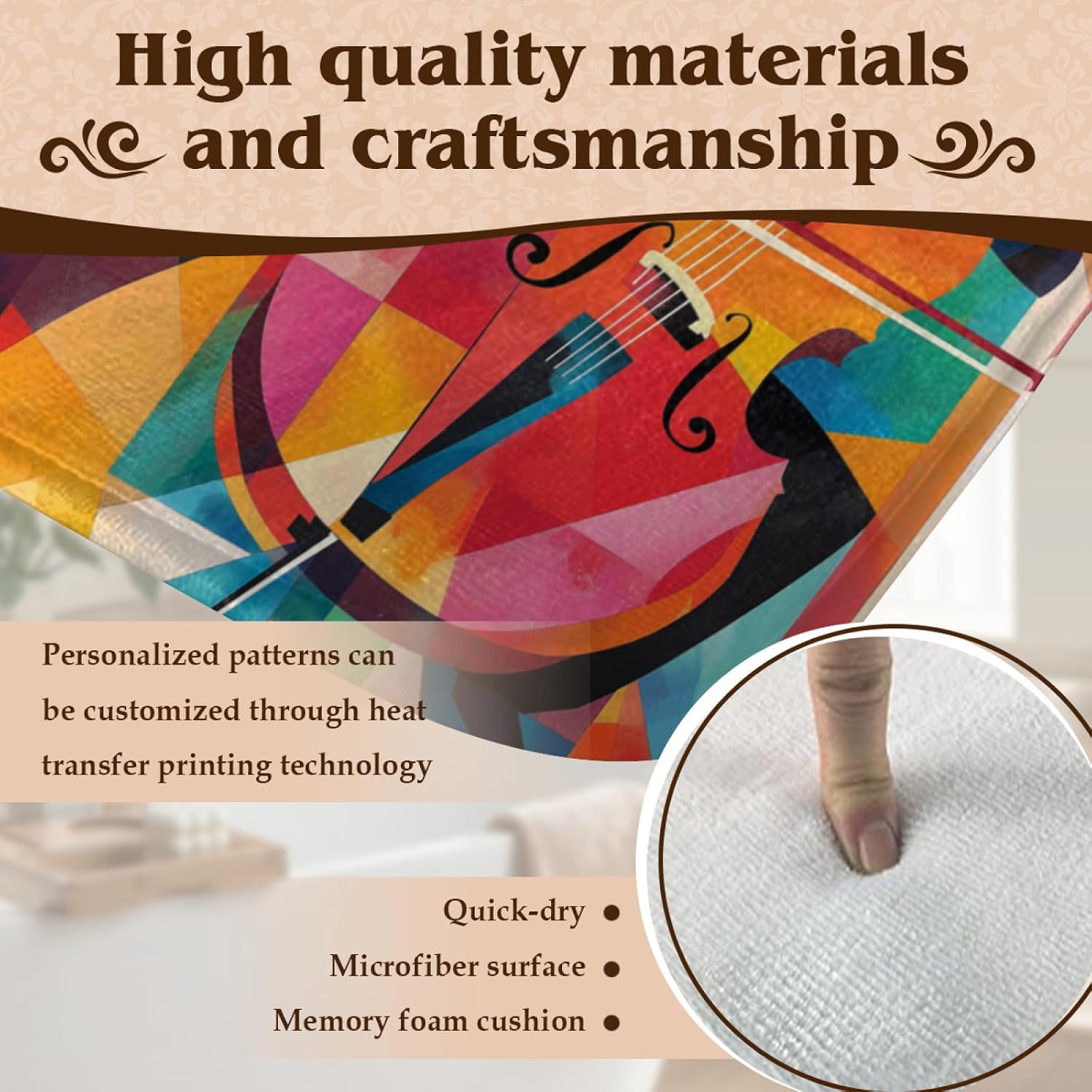 Guitar Rugs for Music Room - Guitar Rug, 6 ft x 8 ft, Abstract Colorful Musical Area, Multicolor, Washable & Non Slip & Soft Large Guitar Home Decor Gifts