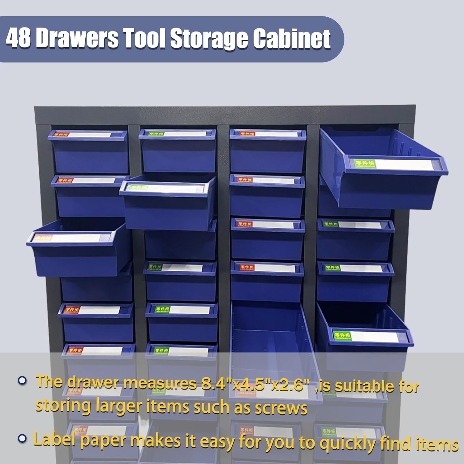 Parts Cabinet 48 Drawers Bolt and Nut Parts Storage Cabinet Storage Equipment Organization Shelves Hardware and Office Supplies