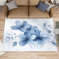 Floral Rugs for Bedroom - 6x8 Area Rug - Boho Floral Rugs for Living Room, Blue Flowers Rug, Non-Slip Washable Home Decor Carpet