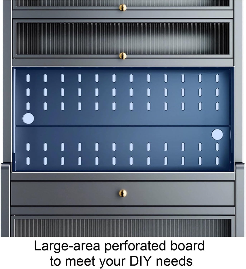 6 Tier Bakers Racks with Storage For Kitchens, Kitchen Pantry Hutch with Countertop, with 4 Hooks, Extended Vertical Space(White,60cm)