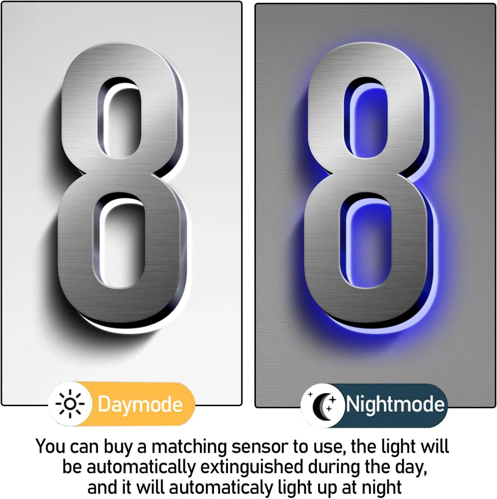 LED House Numbers, Modern Illuminated House Address Numbers For Outside, Lighted House Numbers Signs, Waterproof Backlit LED Address Numbers For House,16 Inch/400mm,4