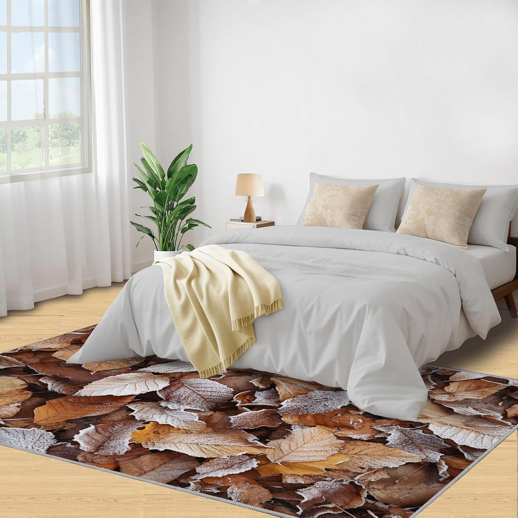 6x8 Fallen Leaf Classroom Rugs - Dead Leaves Playroom Rug, Natural Autumn Leaves Carpet Area Rug for Girls Bedroom Kids Room Basement Office Classroom