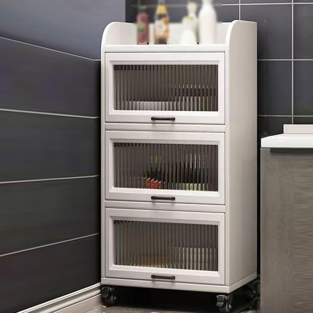 Kitchen Storage Rack with Wheels Bakers Rack with Storage Cabinet for Small Spaces with 360° Rolling Wheels, for Spices, Pots and Pans(White,40 * 35 * 121cm)