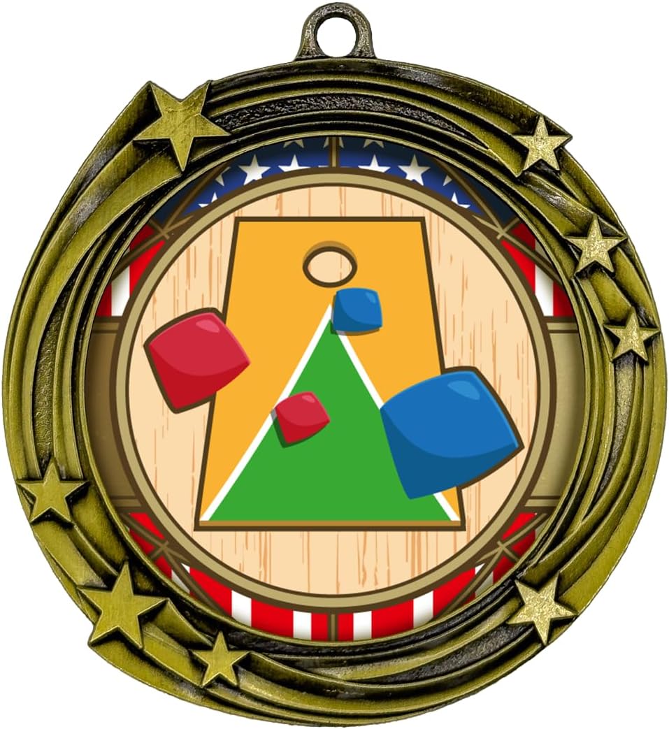 All Quality Stars Design Cornhole Medal | Competition Metal Medal - 1st, 2nd, 3rd Place
