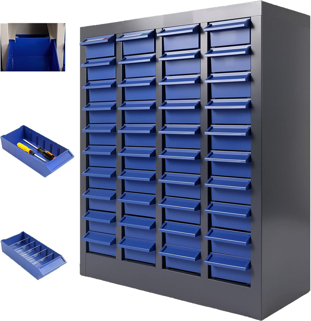 40 Drawer Alloy Steel Nut and Bolt Organizer, ABS Material Parts Cabinet, 21' L×9' W×25' H Nuts and Bolts Organizers and Storage, Bolt Bins Organizers for Shop Garage Workshop