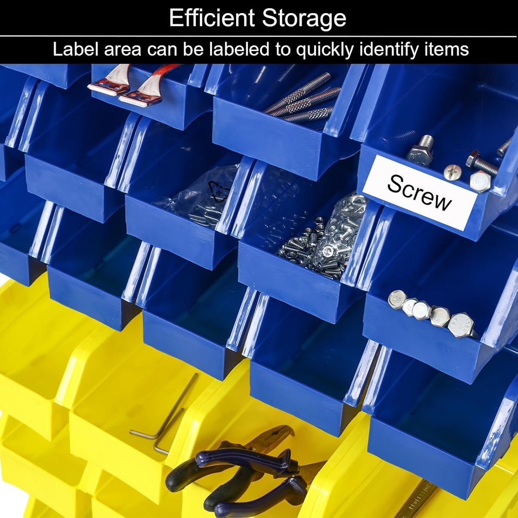 6-Tier Rolling Bin Stroage Rack with 60 Bins, Dual-Sided Parts Organizer with Wheels and Top Tray, Heavy Duty Tool Storage Rack for Workshop, Garage, Utility Use