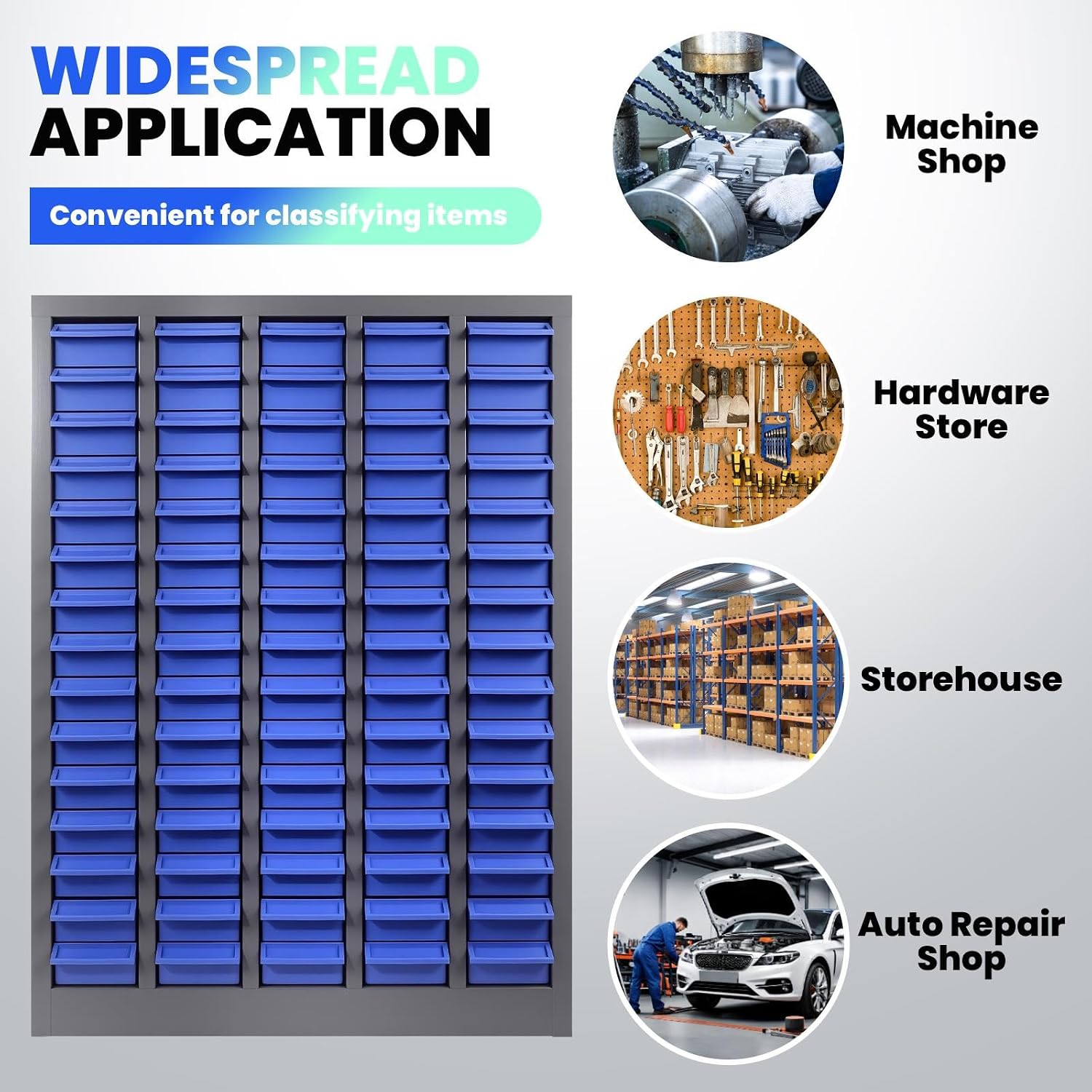 75 Drawers Bolt Organizer Cabinet with Removable 375 Dividers & 150 Labels, Alloy Steel Parts Cabinet with ABS Bolt Bins, Nut and Bolt Organizer System for Garage, Workshop, Office Use