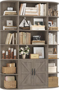 HOSTACK 75' Tall Book Shelf and Bookcase, 6 Tier Bookshelf with Storage, 47' Wide Bookcase with Door, Freestanding Wood Display Shelves with Book Storage Cabinet for Home Office, Living Room, Ash Grey