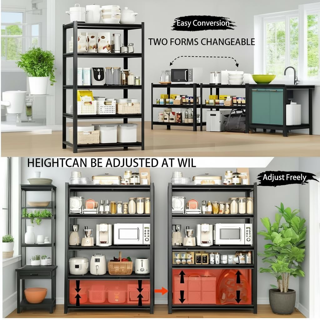 Metal Shelving Adjustable Shelves Heavy Duty Garage Storage Shelving Unit Black Steel for Office Garage Classroom Warehouse Studio 84' H x 59.5' W x 23.6' D 4200LBS 6-Tier