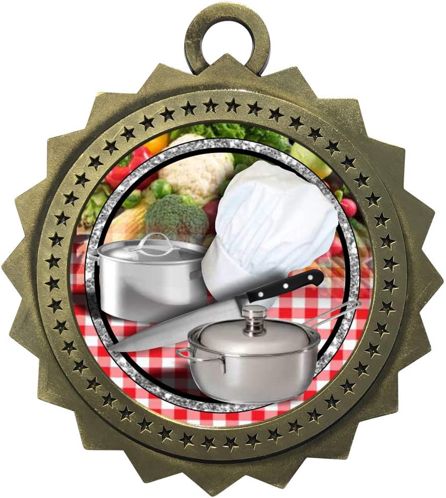 1 to 50 Packs Chef Cooking Gold Medals Trophy Award with Free Custom Engraving D03-FCL453