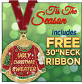 Crown Awards Ugly Christmas Sweater Medals - 2 1/2' Silver Glitter Christmas Award Medal Gift Prime