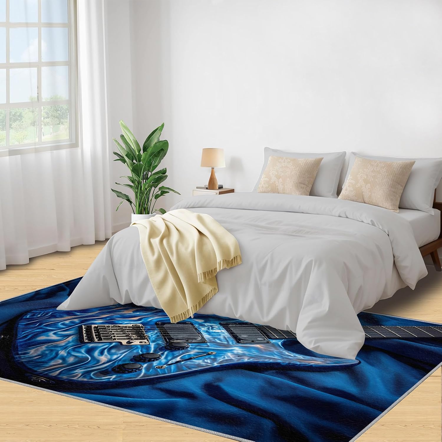 Guitar Rug 6x9-6x9 Rug, Music Area Rugs for Living Room Bedroom, Modern Area Rugs, Kids Washable Carpet, Musical Instrument Carpet, Guitar Home Decor & Gifts
