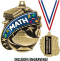 Math Medals - 1 1/2' Gold Mathematics Medal, Great Academic Awards with Custom Engraving