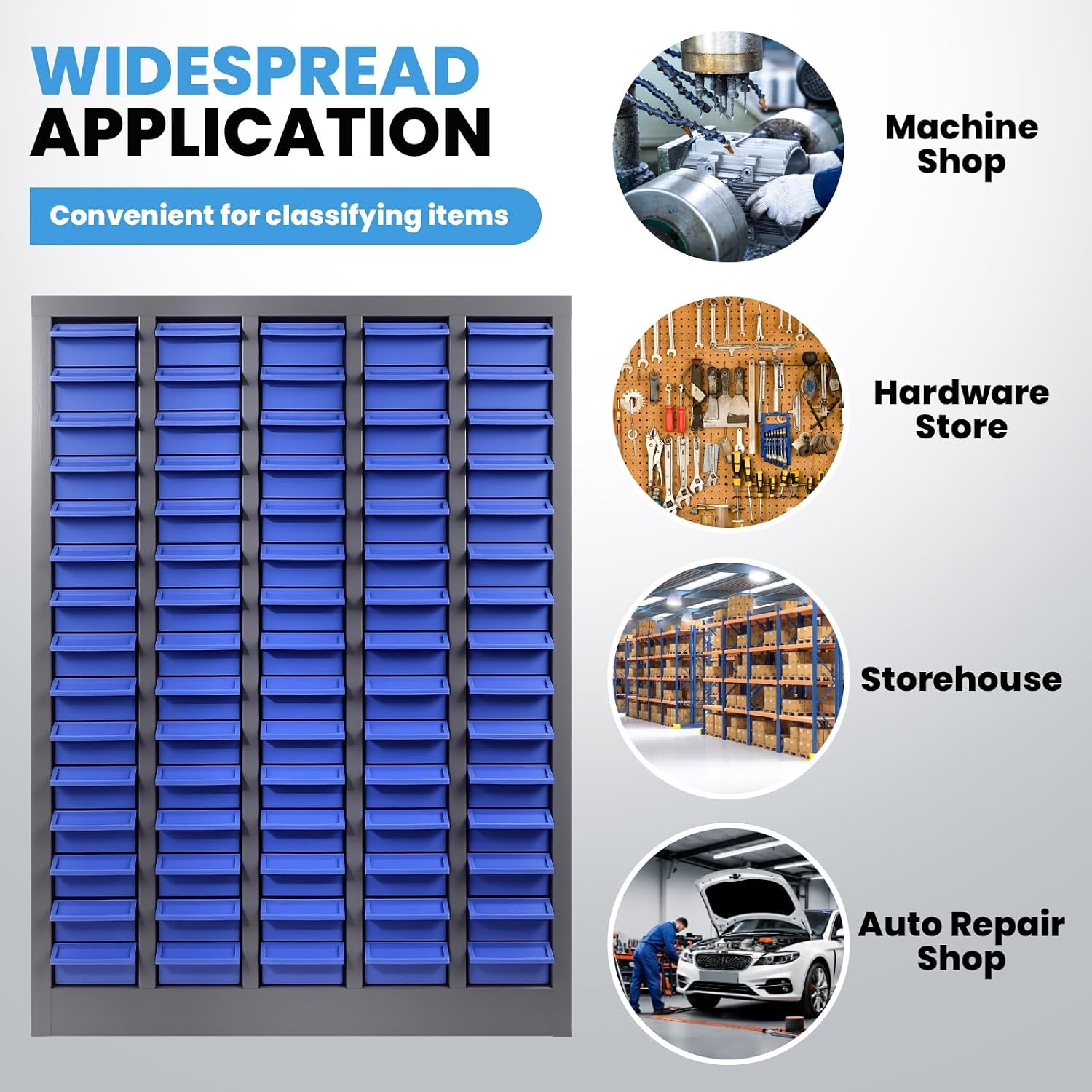 75 Drawer Nut and Bolt Organizer Cabinet, ABS Material Drawers Parts Cabinet with Dividers & Labels, 26'X 9'X 36' Bolt Bin for Garage, Shop and Workshop Organization