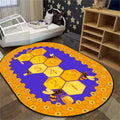 Bee ABC Alphabet Oval Area Rugs, 6x8ft, Yellow Beehive Honey Rugs for Indoor, Number 123 Hopscotch Game Kids Education Carpet, Easy Clean Low Pile Durable Mat for Kindergarten