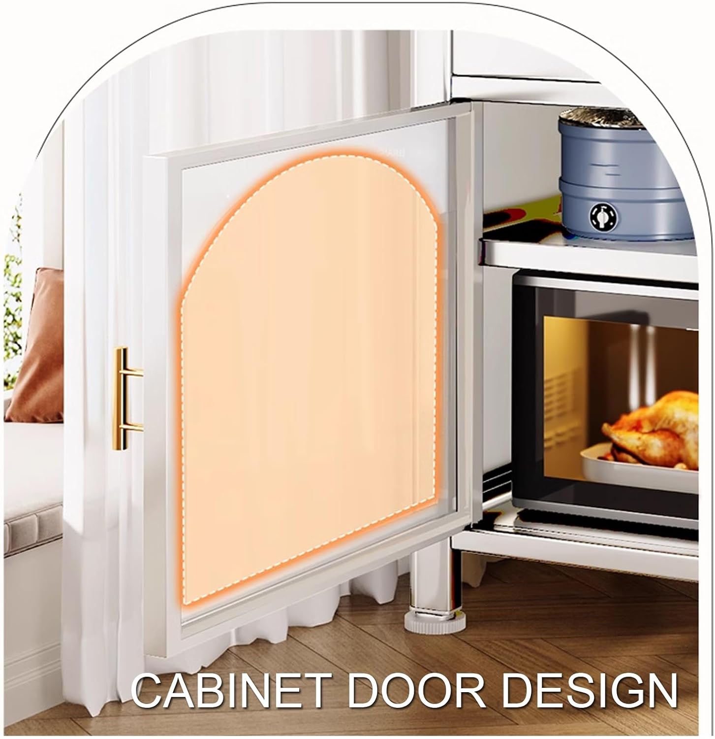 Kitchen Bakers Rack with Storage, Standing Kitchen Storage Rack with Drawer, Microwave Stand with 3 Hooks, Large Capacity(White,100cm)