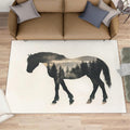 Horse Rugs for Bedroom, Black Horse Forest Rug 6x8, Animal Silhouette Dining Room Rugs Washable & Non Slip Large Carpet for Home Decor