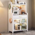 Kitchen Storage Rack for Cabinet Bakers Rack with Storage Cabinet Doors with Adjustable Foot Pads, for Kitchen, Dining Room, Living Room(White,60 * 37.5 * 147.4cm)