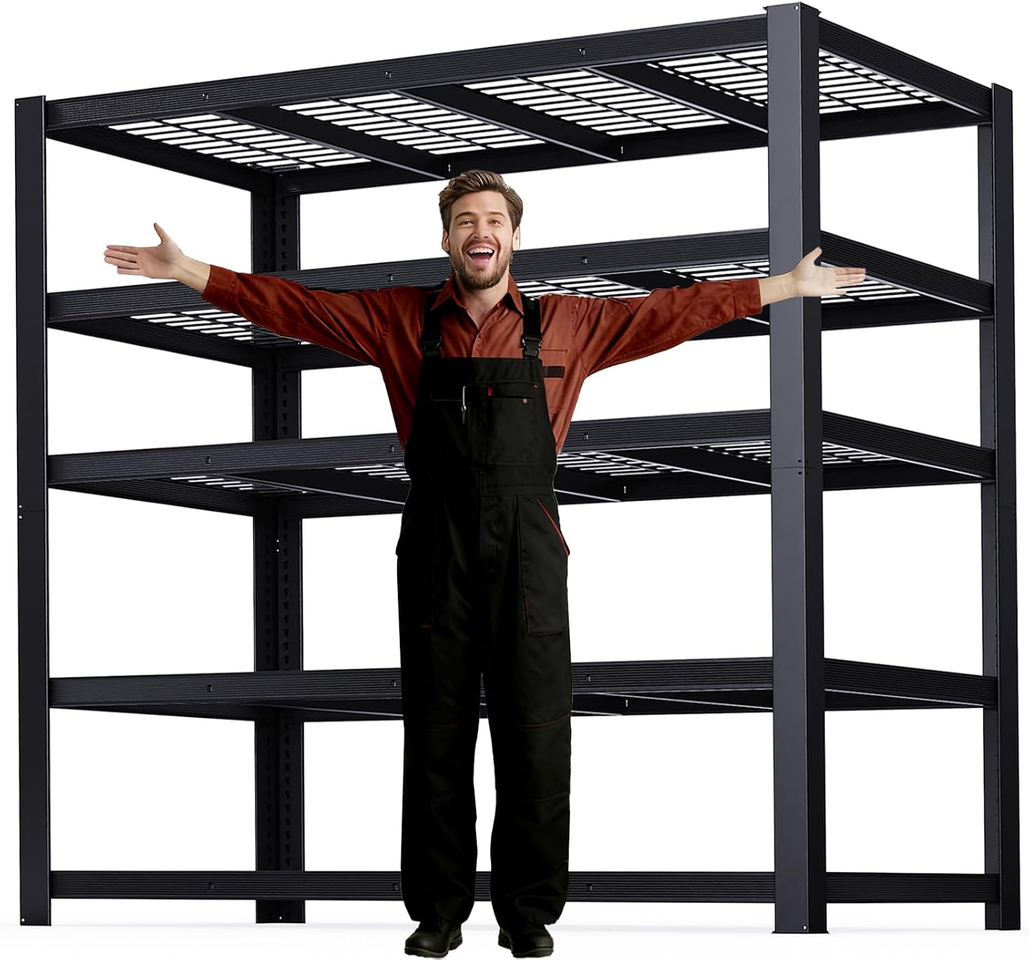 62' W 3050LBS Storage Shelves Unit,5 Tier Heavy Duty Metal Shelving Unit and Storage Large Rack,72' H x62 W x24 D Adjustable Metal Shelving Unit,Garage Shelves for Basement,Warehouse