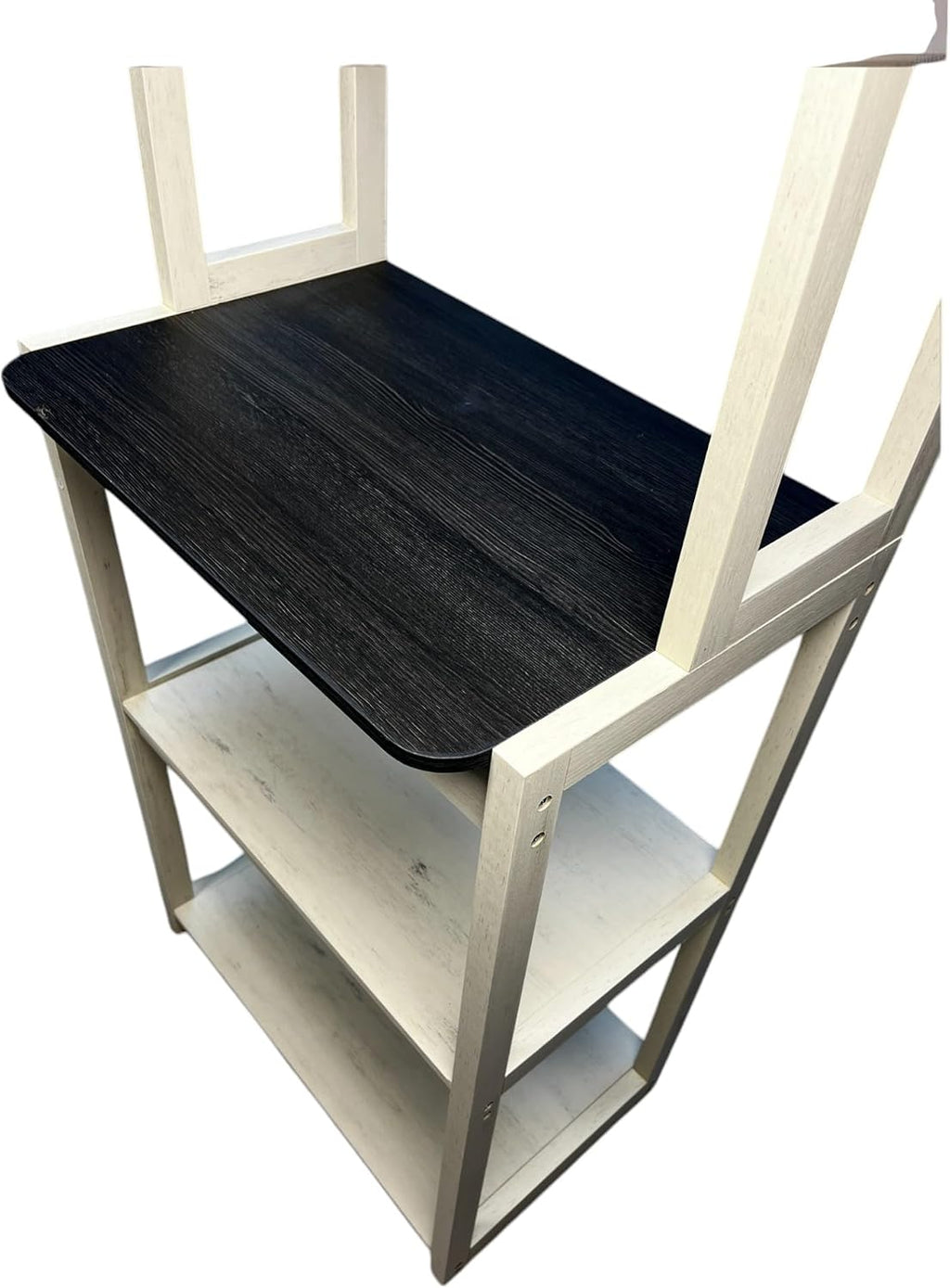 23.62' White and Black Color Bakers Rack for Kitchen with Storage, Coffee Bar, 5 Tier Kitchen Shelves, Microwave Stand