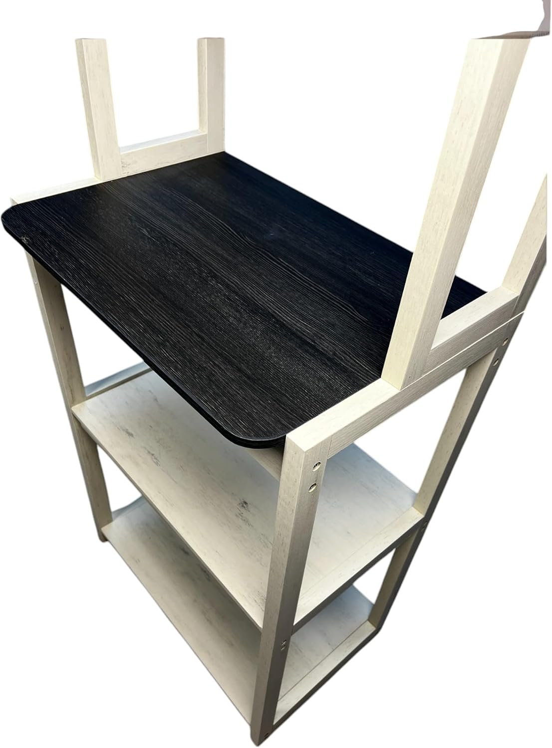 23.62' White and Black Color Bakers Rack for Kitchen with Storage, Coffee Bar, 5 Tier Kitchen Shelves, Microwave Stand