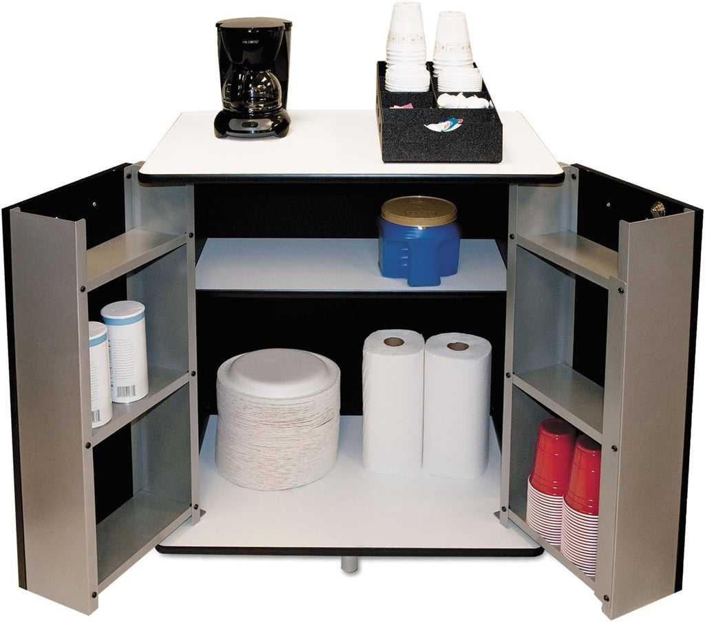 35157 Refreshment Stand, Two-Shelf, 29 1/2w x 21d x 33h, Black/White