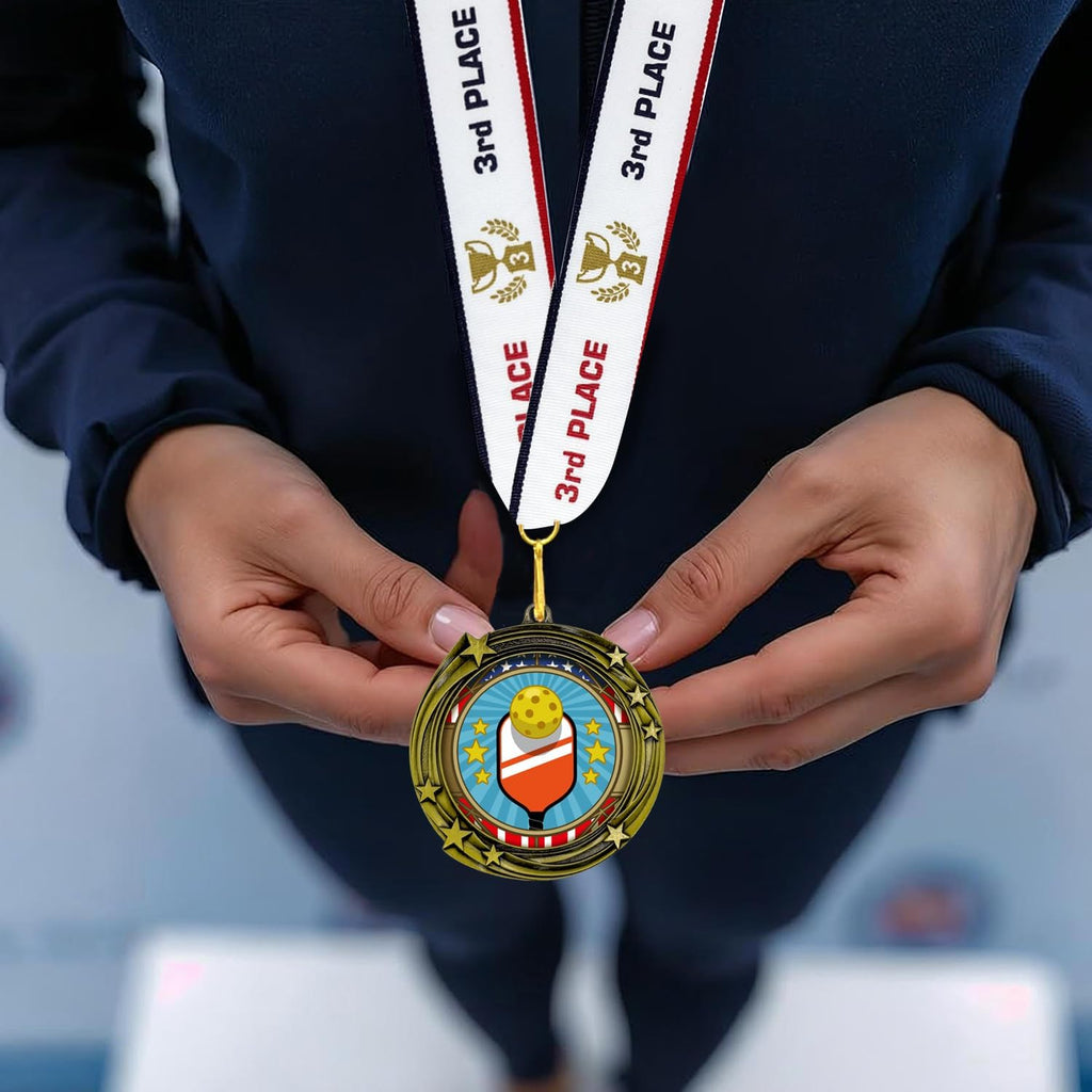 All Quality Stars Design Pickleball Medal - 1st, 2nd, 3rd Place