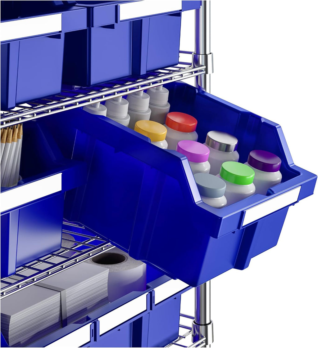 Seville Classics Commerical Grade NSF-Certified Bin Rack Storage Steel Wire Shelving System - 24 Bins - Blue