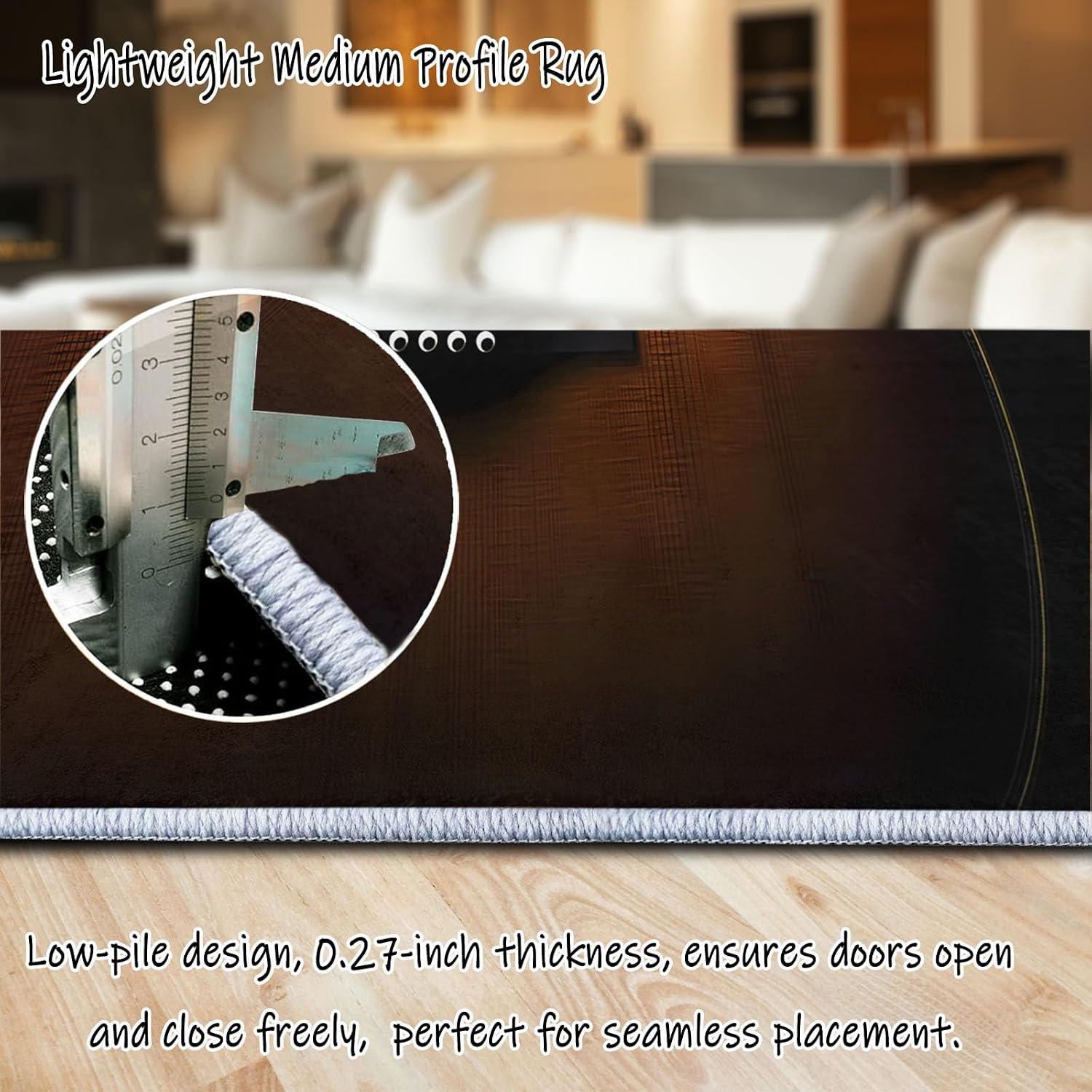 Minimalist Guitar Washable Modern Area Rug - 5 x 7 ft Rugs for Living Room, Bedroom, Machine Washable Rug Soft Non Slip Non Shedding Area Rug - Black, 5 x 7 ft