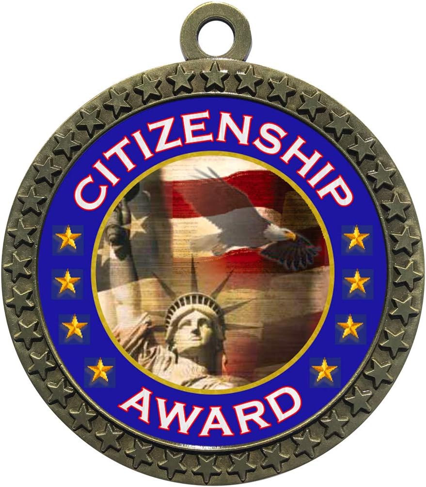 Express Medals 1 to 50 Packs Engraved Citizenship Gold Medal Trophy Award with Personalized Custom Text LD212-FCL441